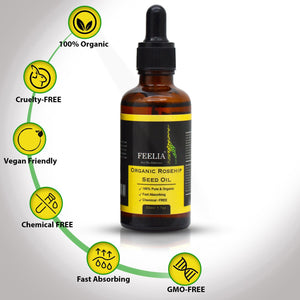 Organic Rosehip Seed Oil - Cold Pressed - 50ml - Feelia