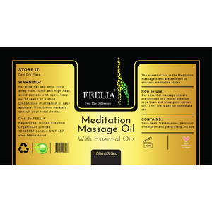 meditation massage oil 100ml,  label