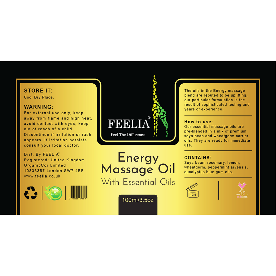 Energy Natural Massage Oil - 100ml - Feelia