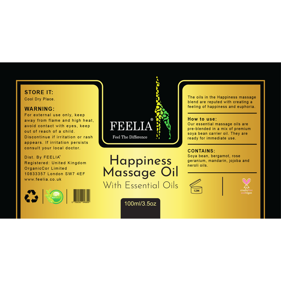 Happiness Natural Massage Oil - 100ml - Feelia