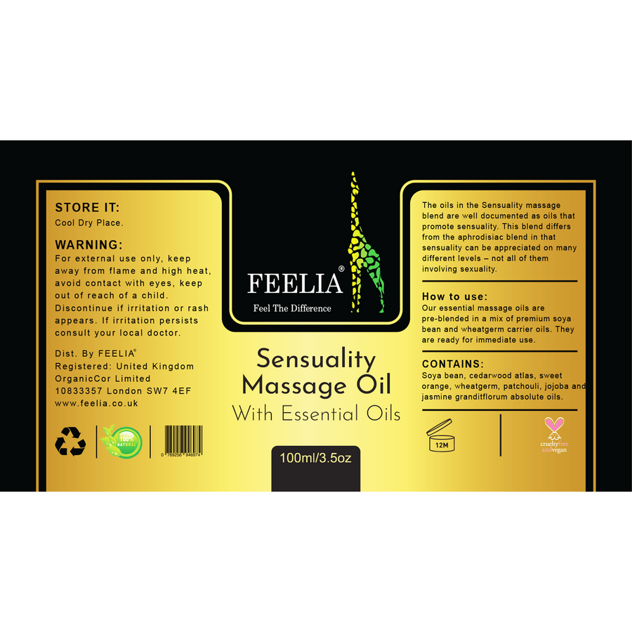 Sensuality Natural Massage Oil - 100ml - Feelia