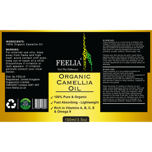 Organic Camellia oil 100ml,  labels