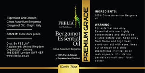 bergamot essential oil, label