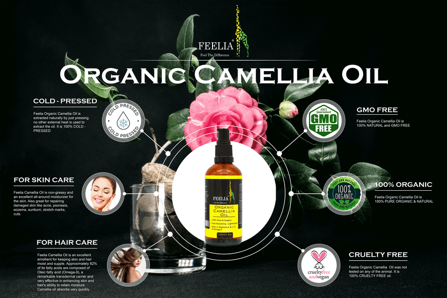 Organic Camellia Oil - Cold Pressed - 100ml - Feelia