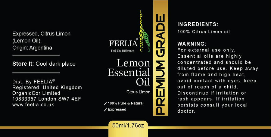 lemond essential oil 50ml, label