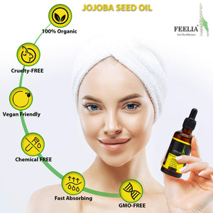 Organic Jojoba Seed Oil - Cold Pressed - 50ml - Feelia