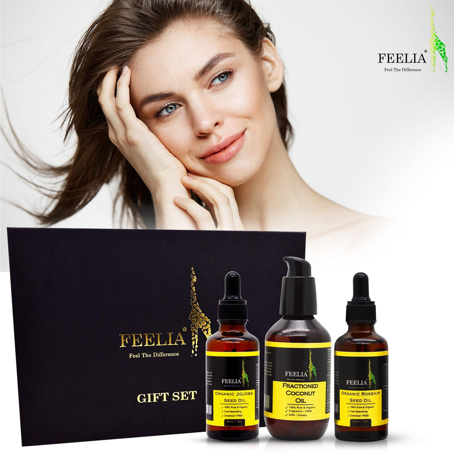 Gift Set - Rosehip oil, Jojoba oil & Fractioned Coconut oil - Feelia