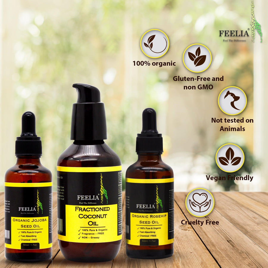 Gift Set - Rosehip oil, Jojoba oil & Fractioned Coconut oil - Feelia