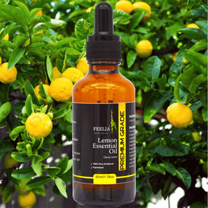 lemond essential oil 50ml, with backround 